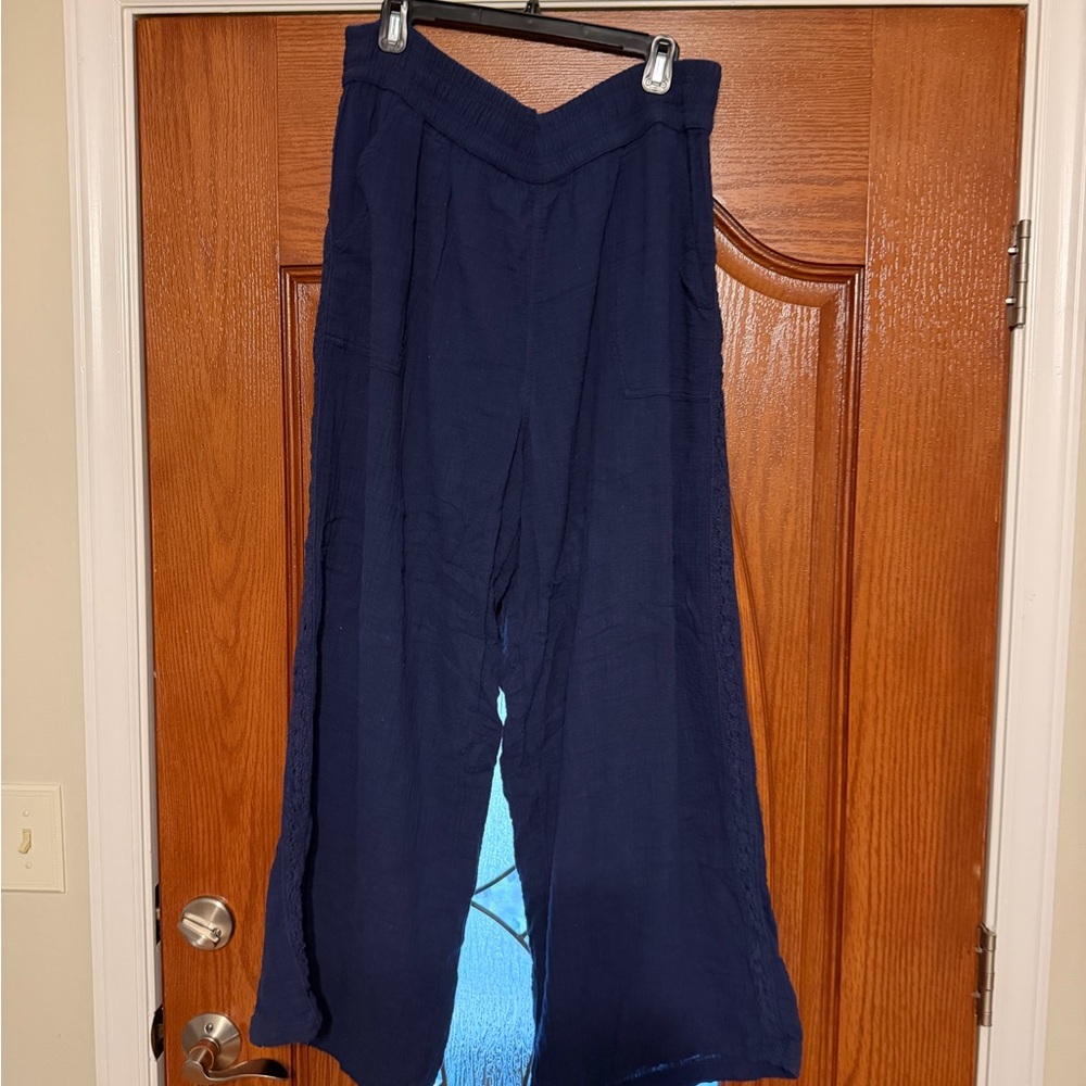Aerie Wide Leg Navy Pants oversized XL